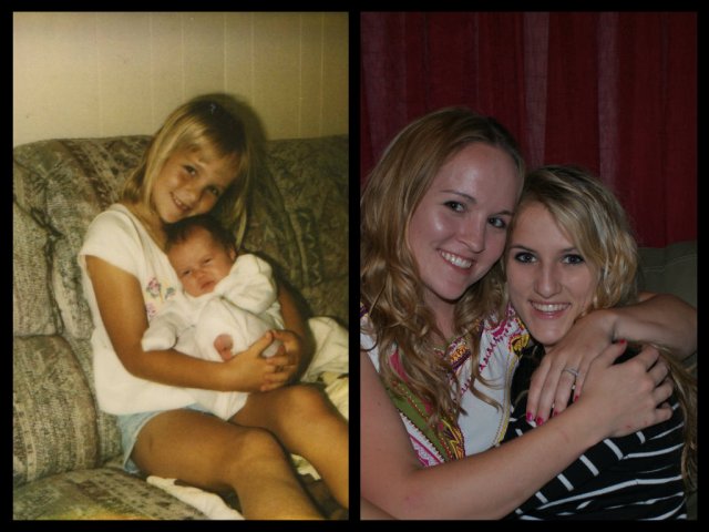 Ashley and Morgan; then and now